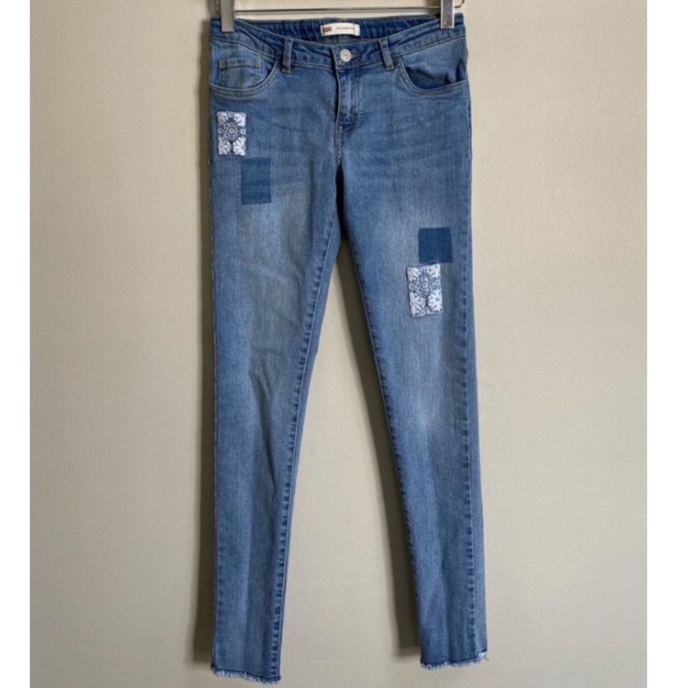 Girl’s Levi's 710 Super Skinny Patch Raw Hem Jeans Size 14